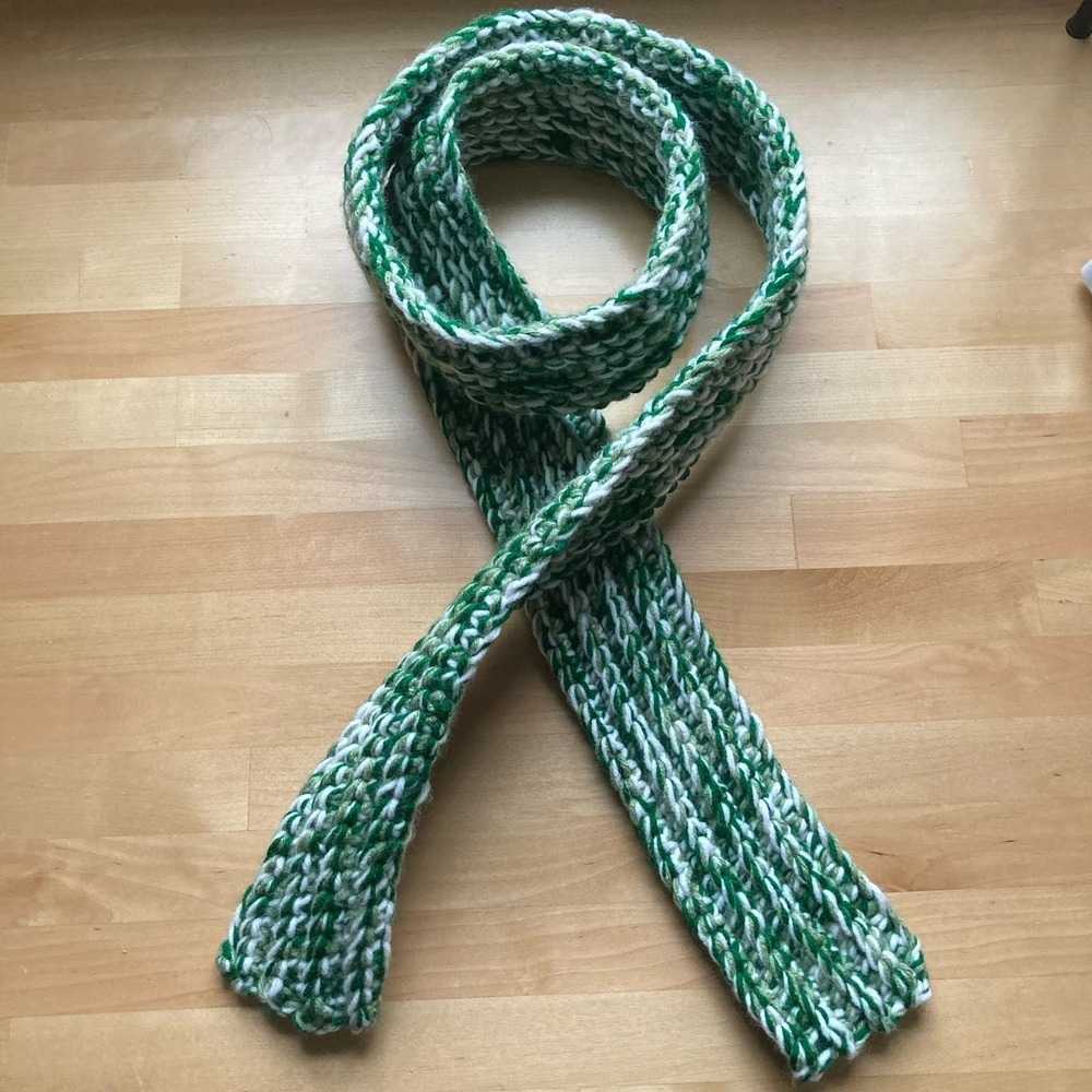 Handmade Crochet Knit Green Scarf